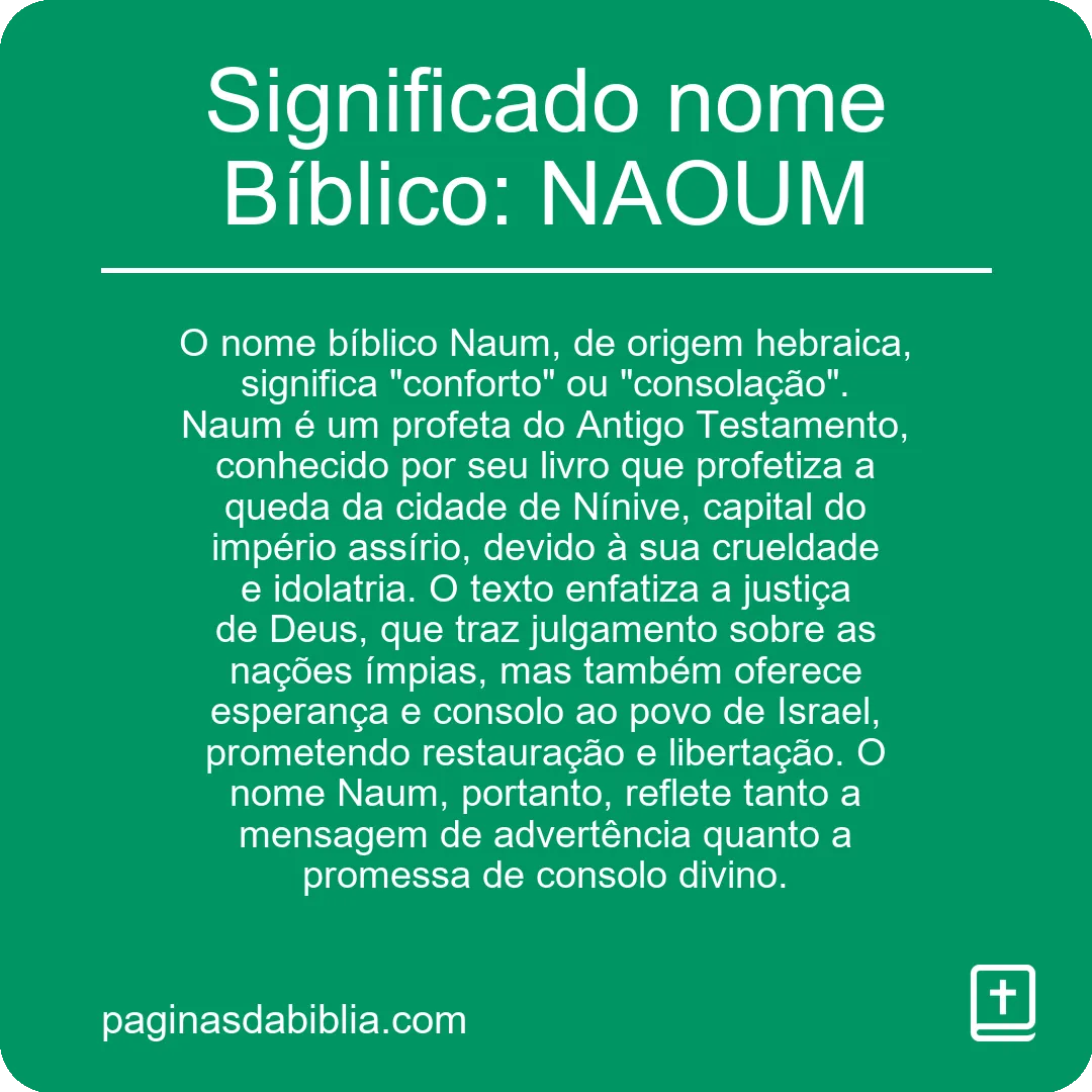 Significado nome Bíblico: NAOUM