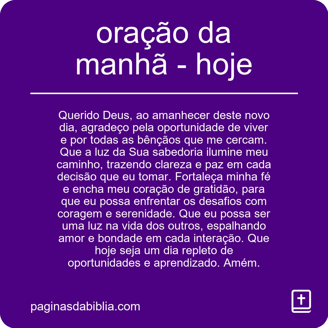 oração da manhã - hoje