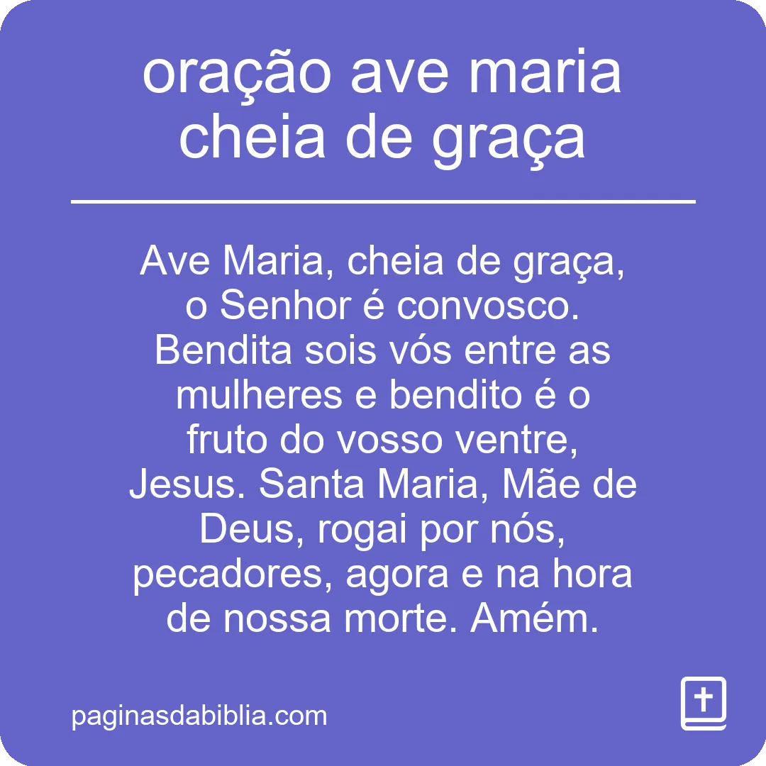 oração ave maria cheia de graça