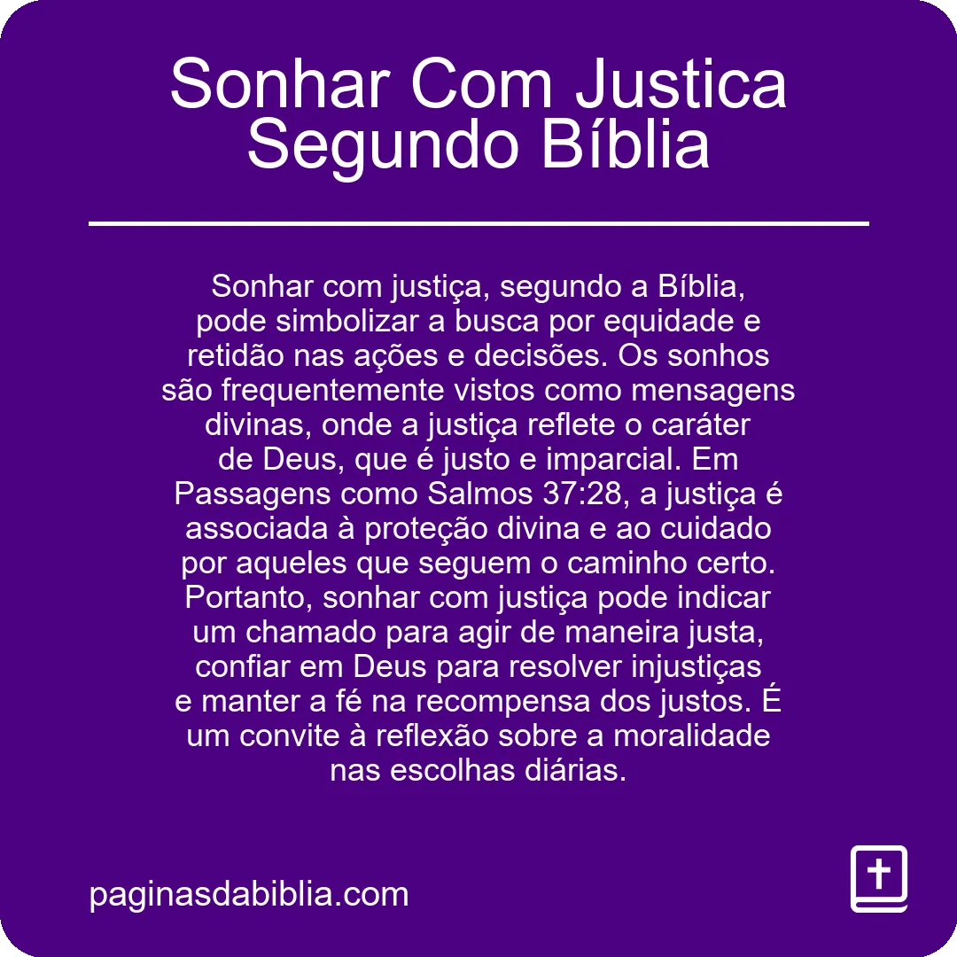 Sonhar Com Justica Segundo Bíblia