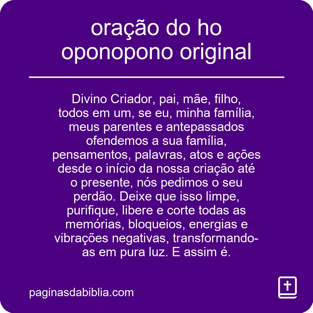 oração do ho oponopono original