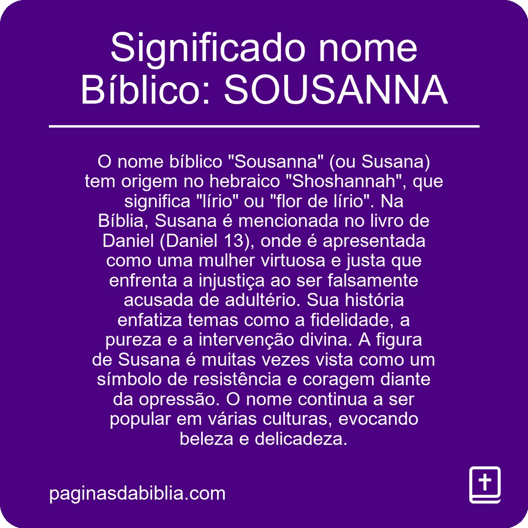 Significado nome Bíblico: SOUSANNA