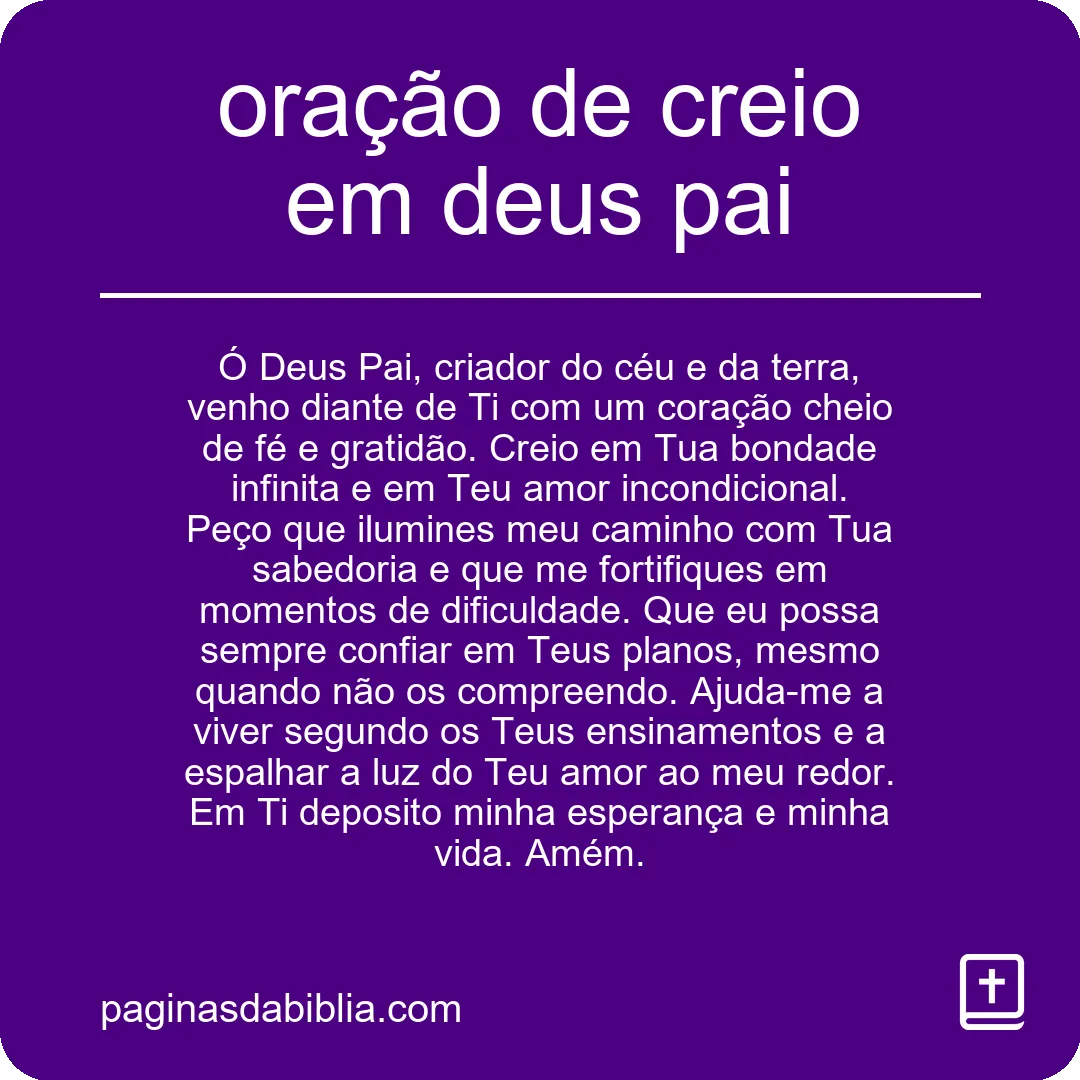 oração de creio em deus pai