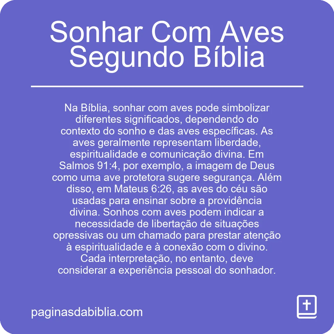 Sonhar Com Aves Segundo Bíblia