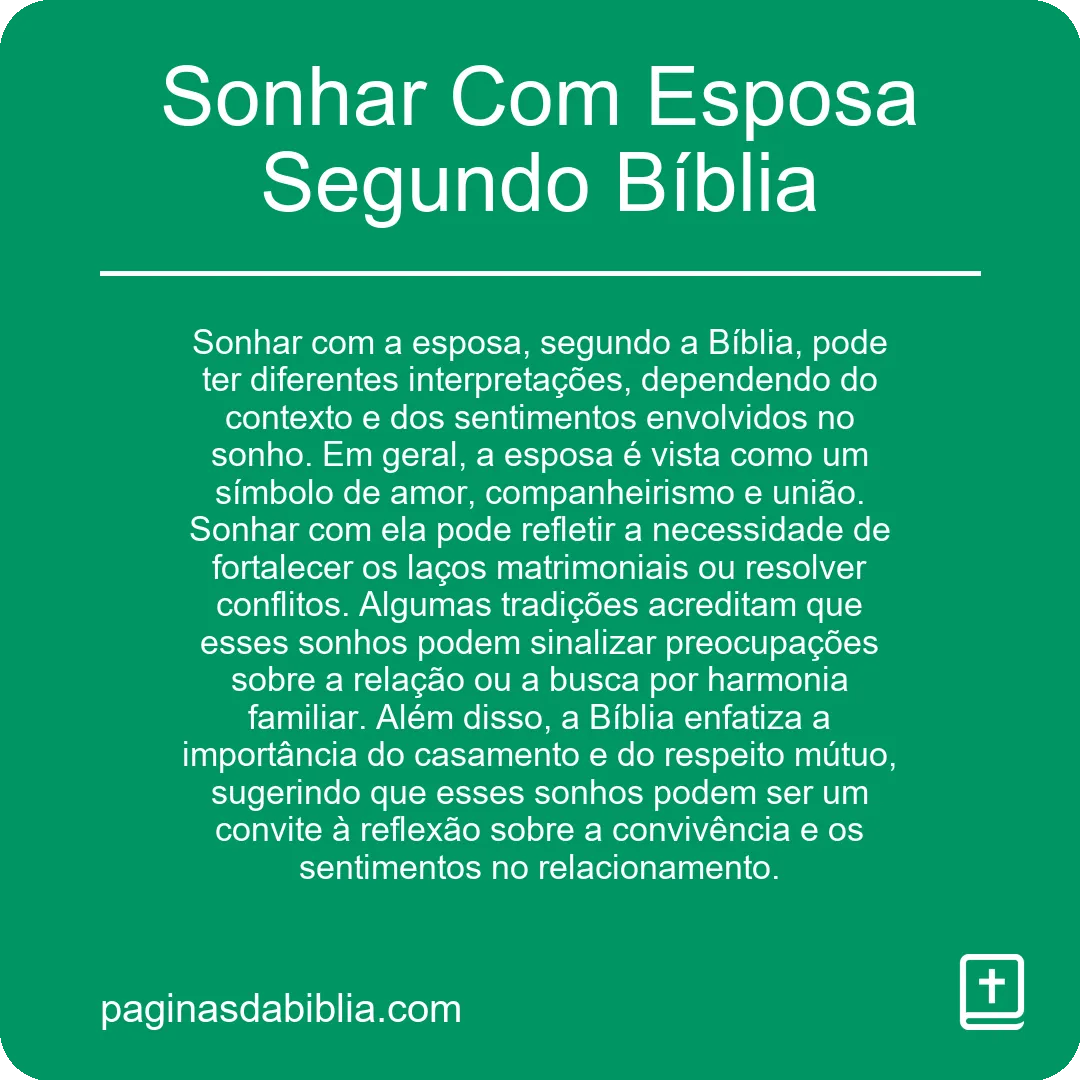 Sonhar Com Esposa Segundo Bíblia