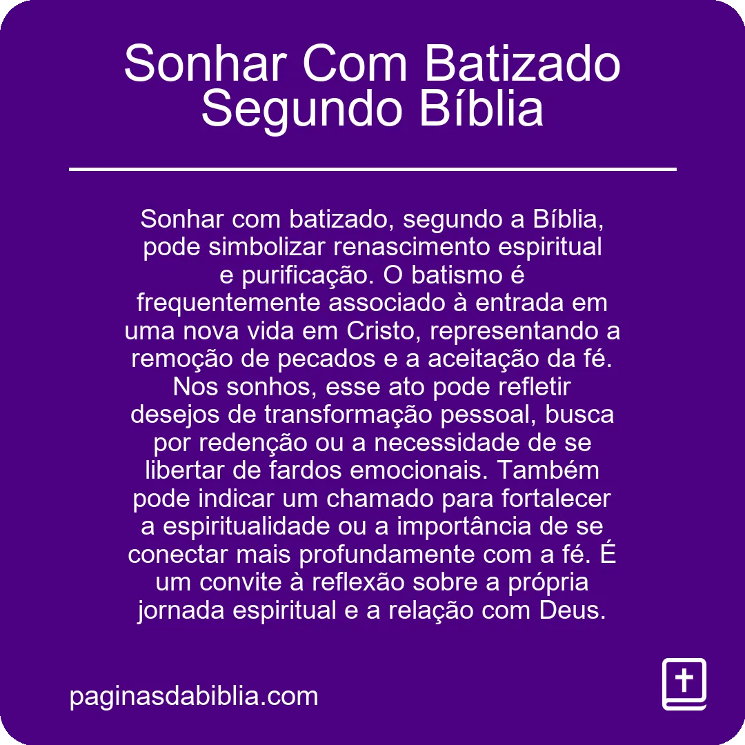 Sonhar Com Batizado Segundo Bíblia