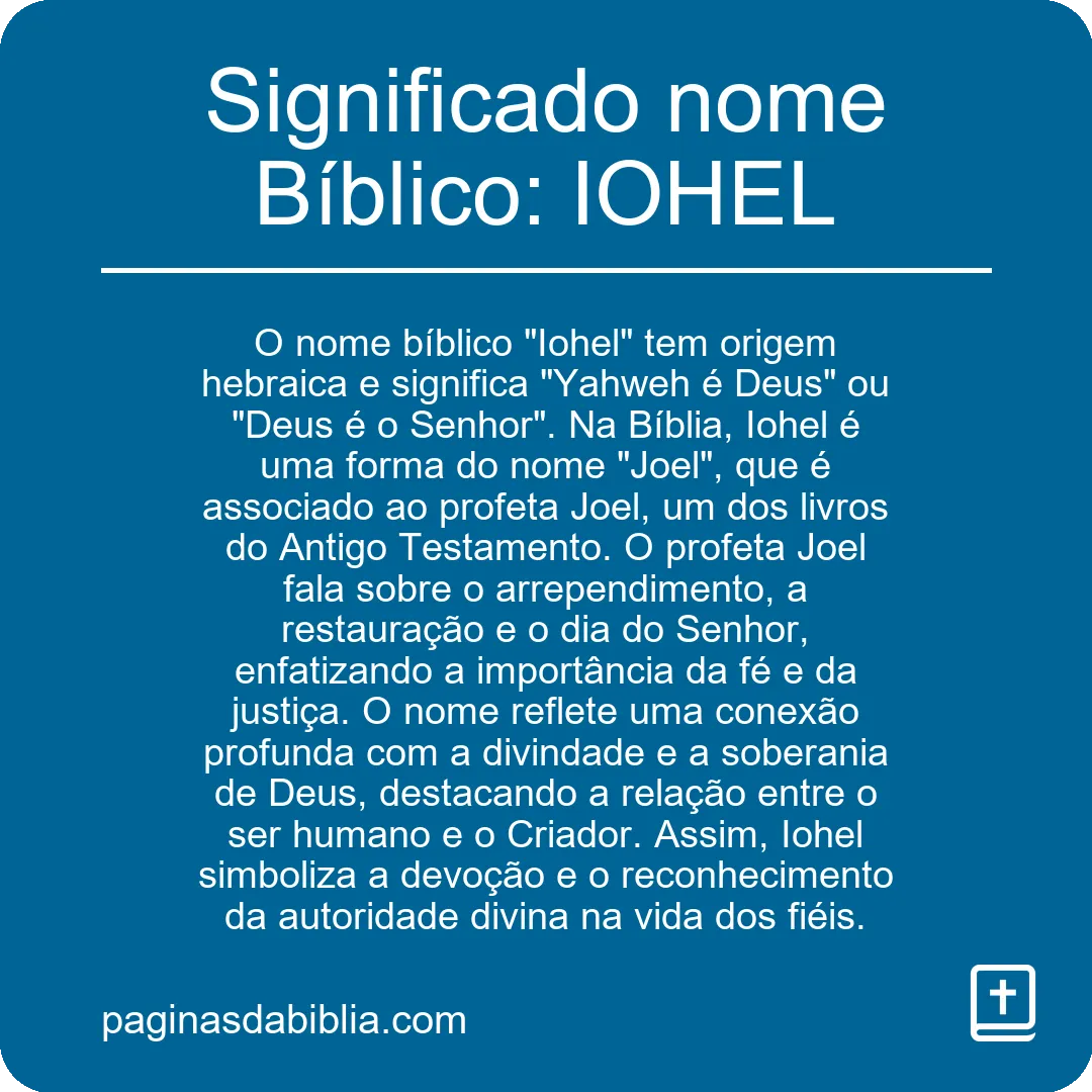 Significado nome Bíblico: IOHEL