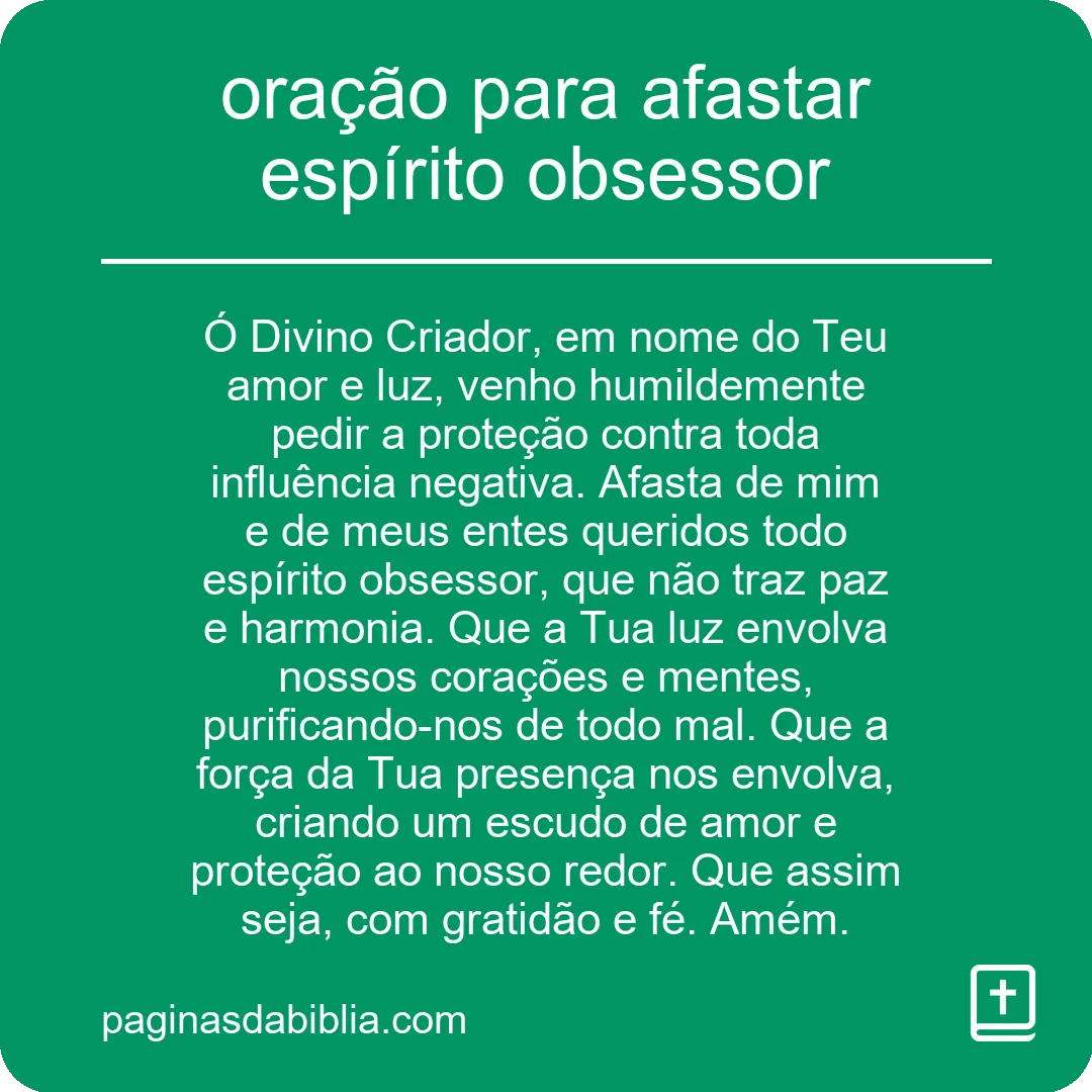 oração para afastar espírito obsessor