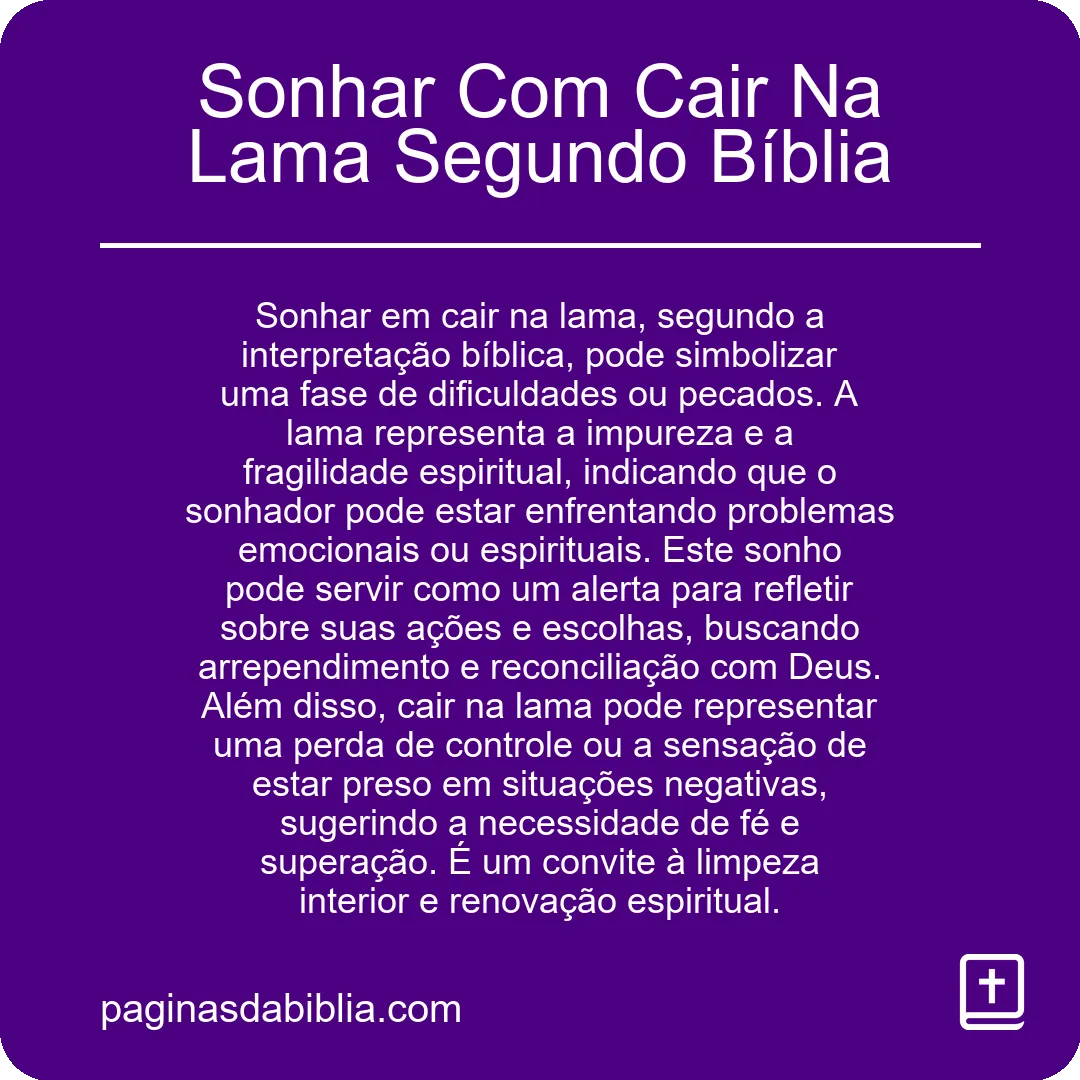 Sonhar Com Cair Na Lama Segundo Bíblia