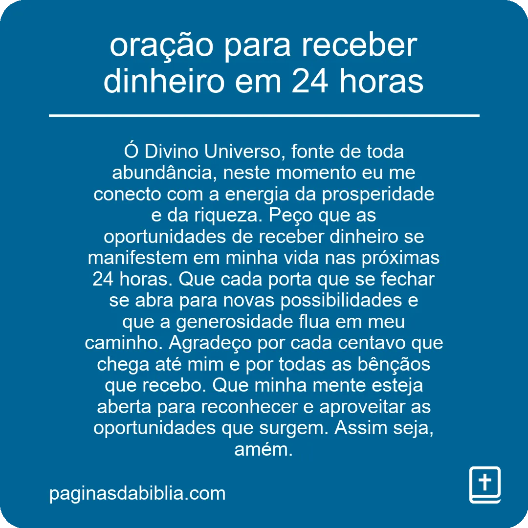 oração para receber dinheiro em 24 horas