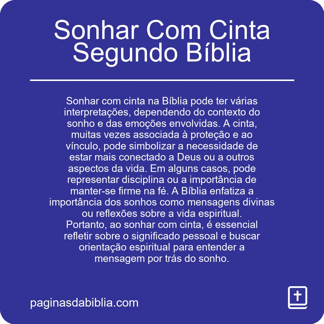 Sonhar Com Cinta Segundo Bíblia