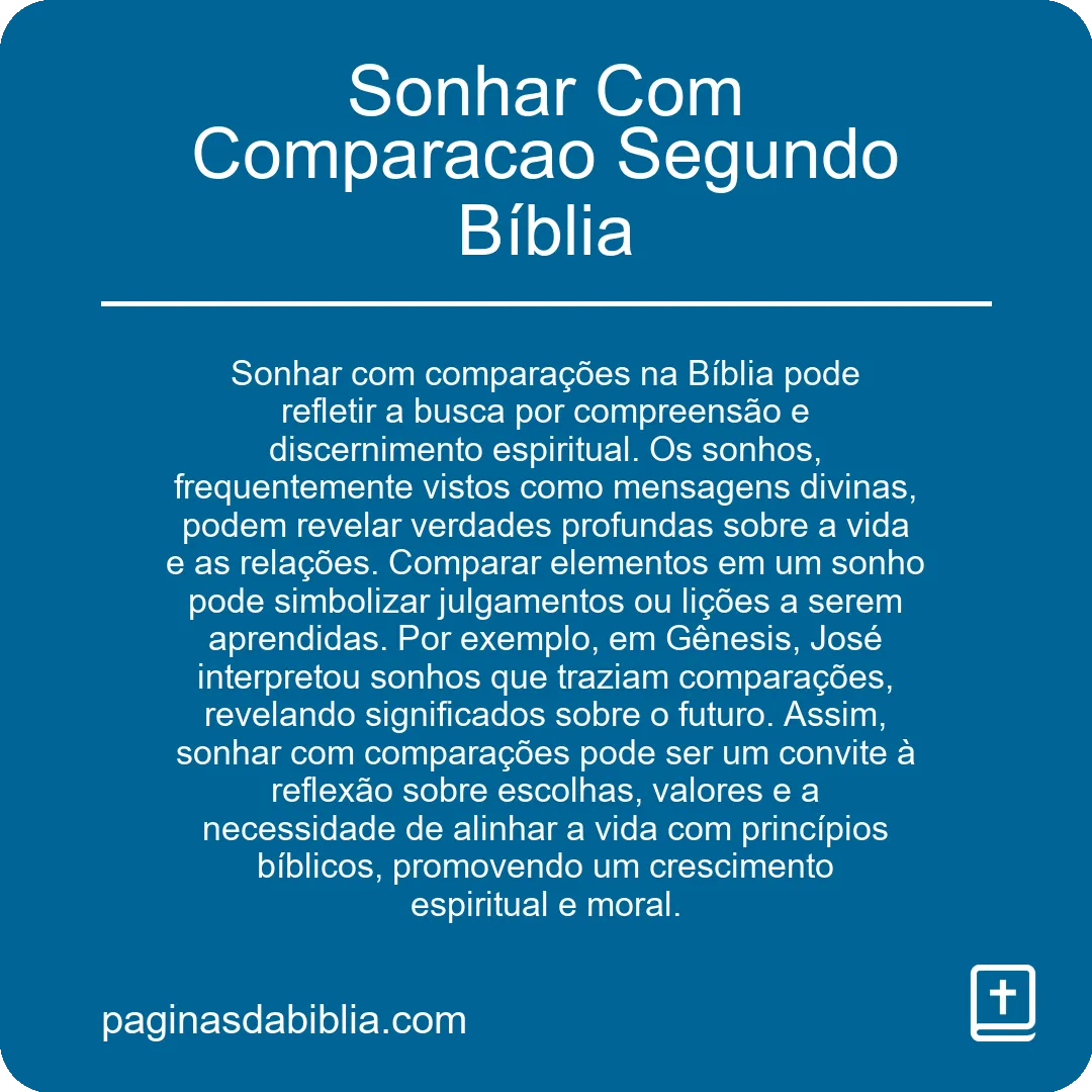 Sonhar Com Comparacao Segundo Bíblia