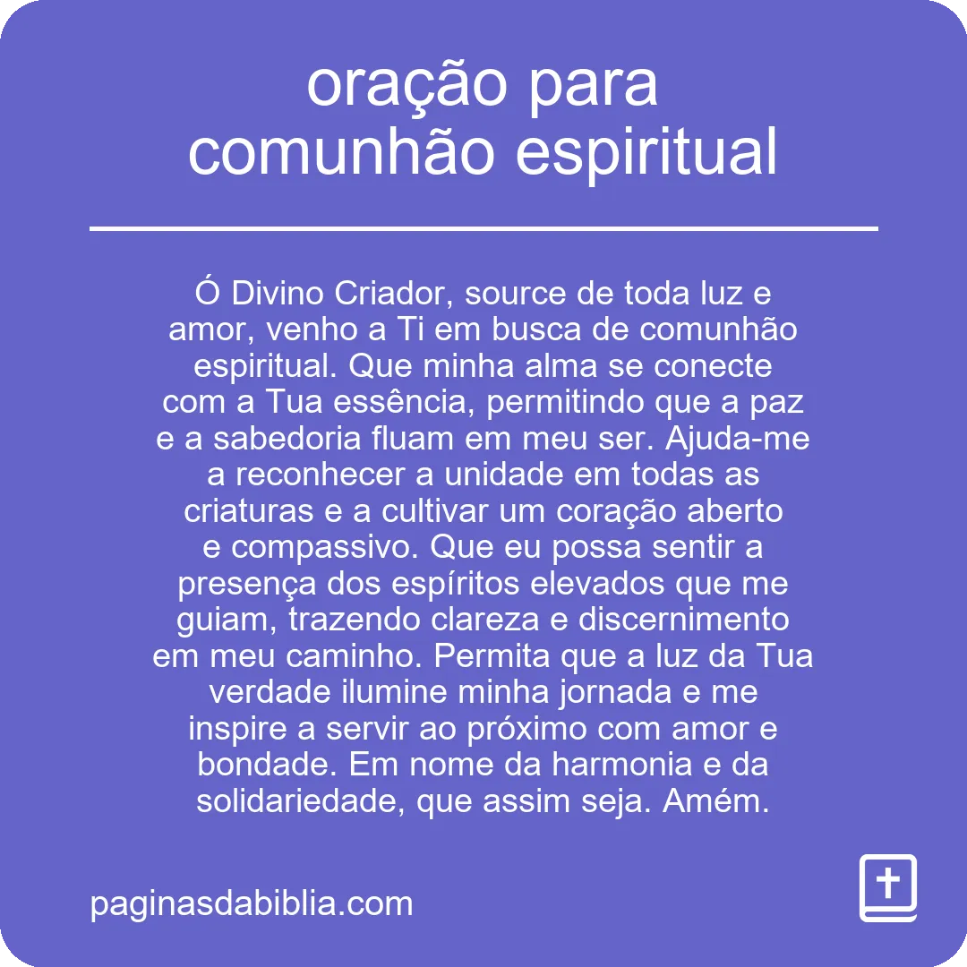 oração para comunhão espiritual