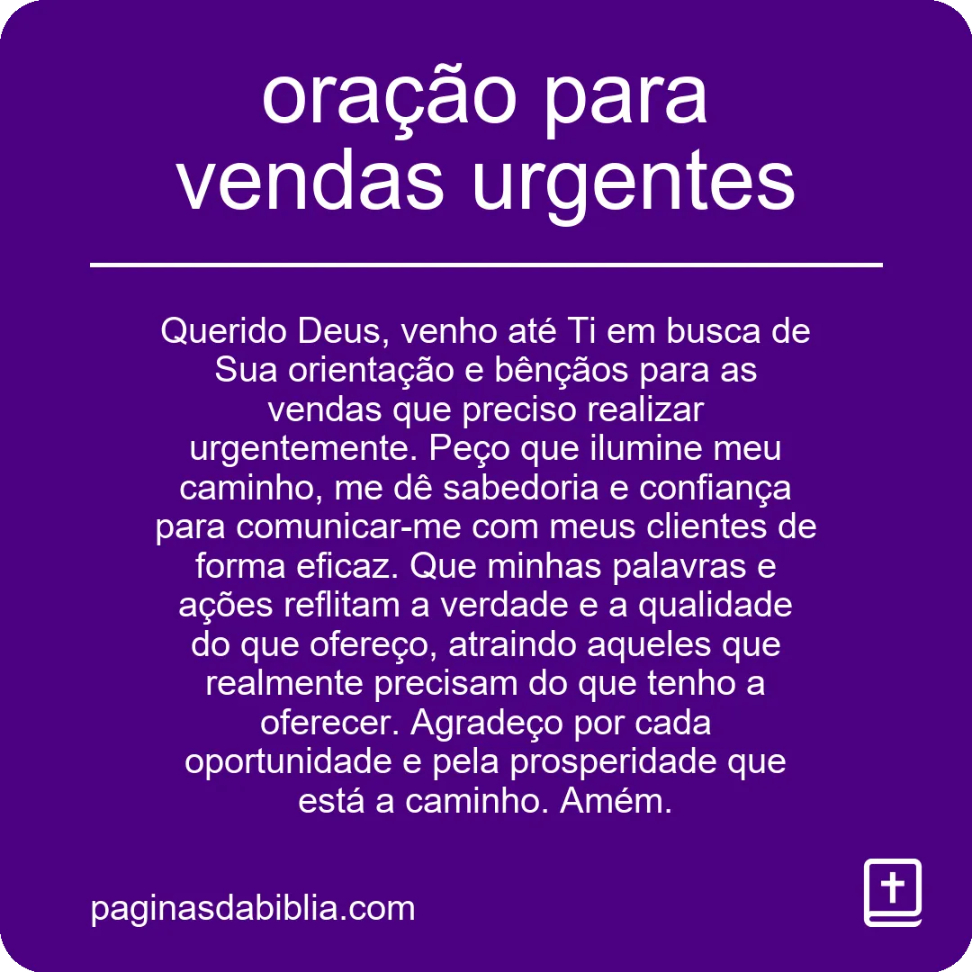 oração para vendas urgentes