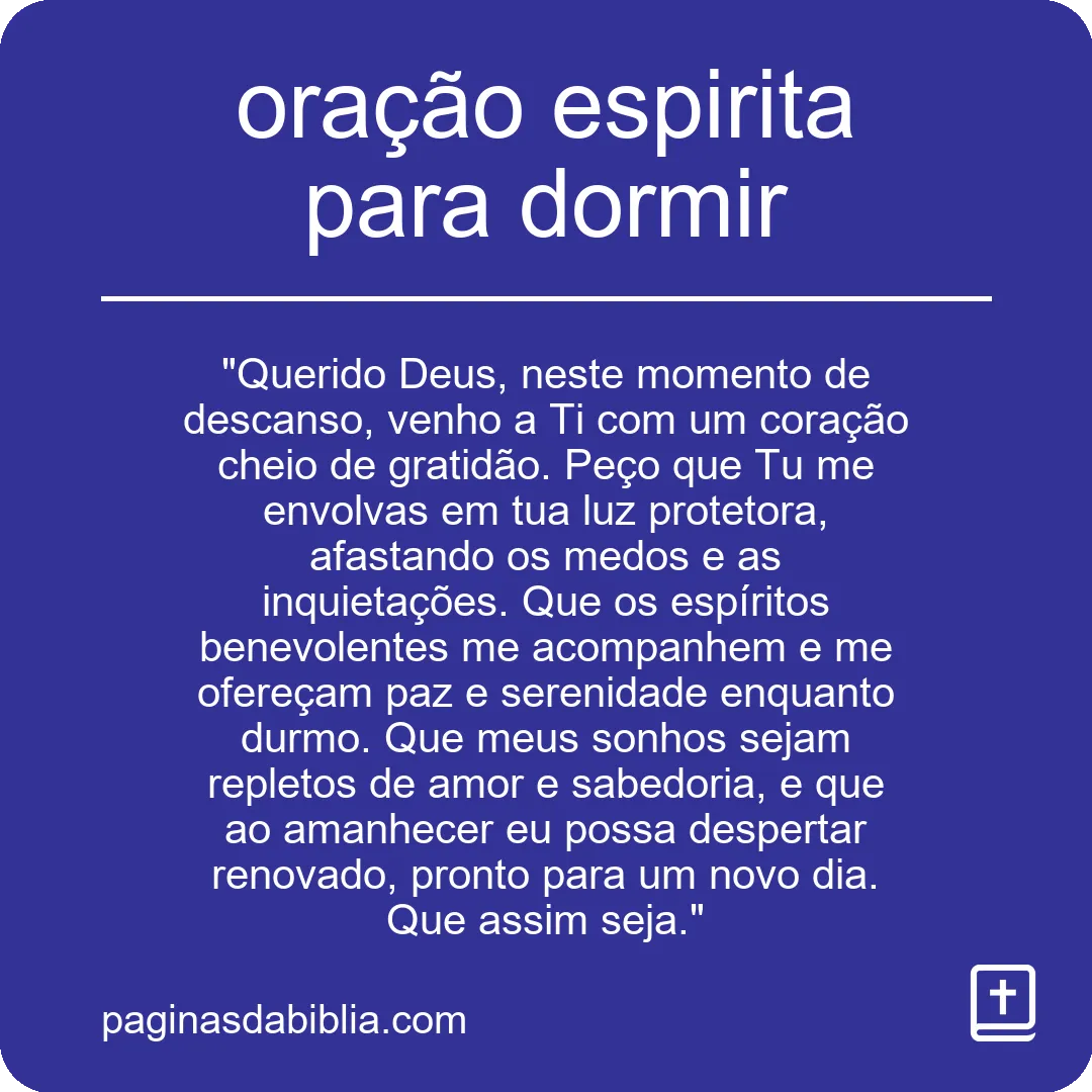 oração espirita para dormir