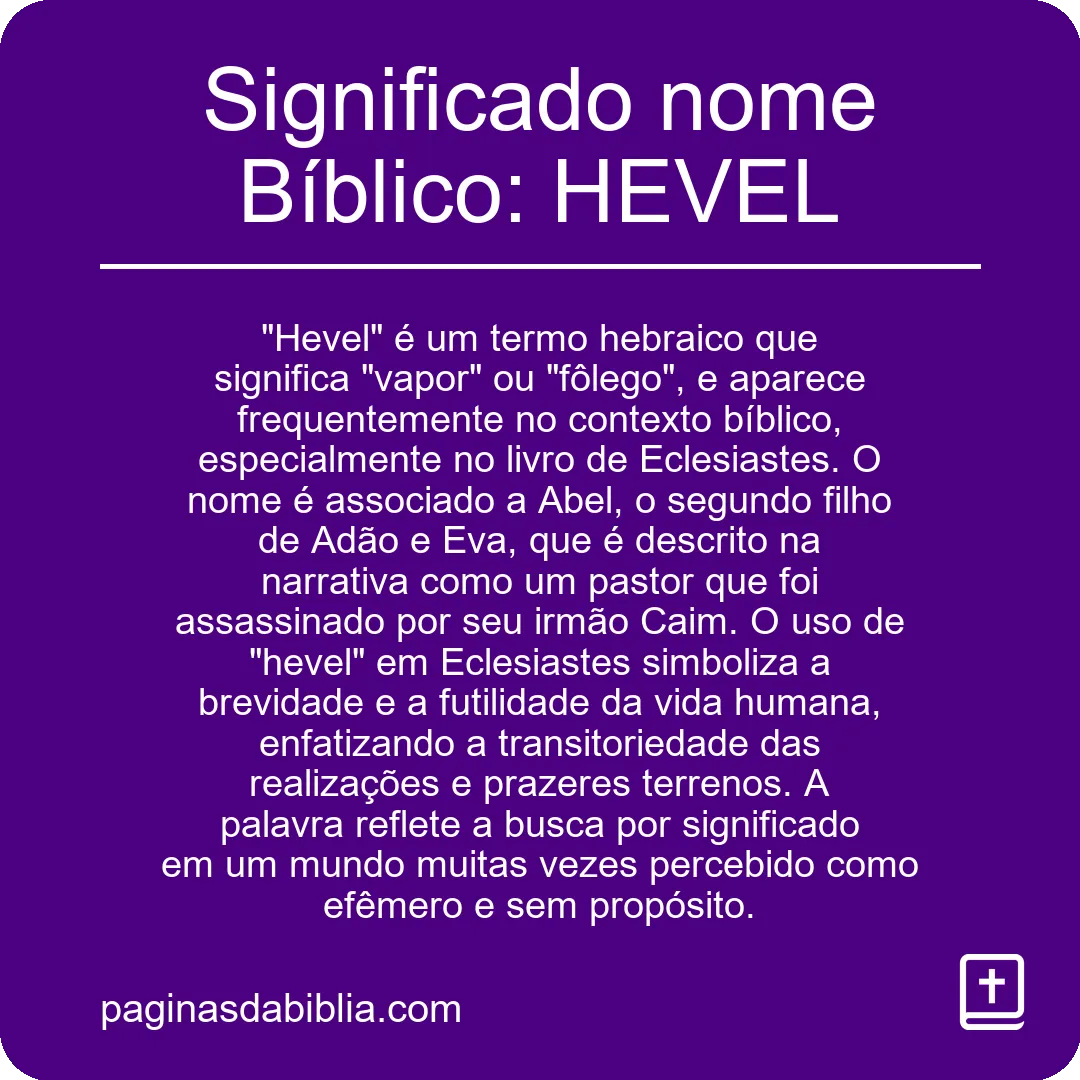 Significado nome Bíblico: HEVEL