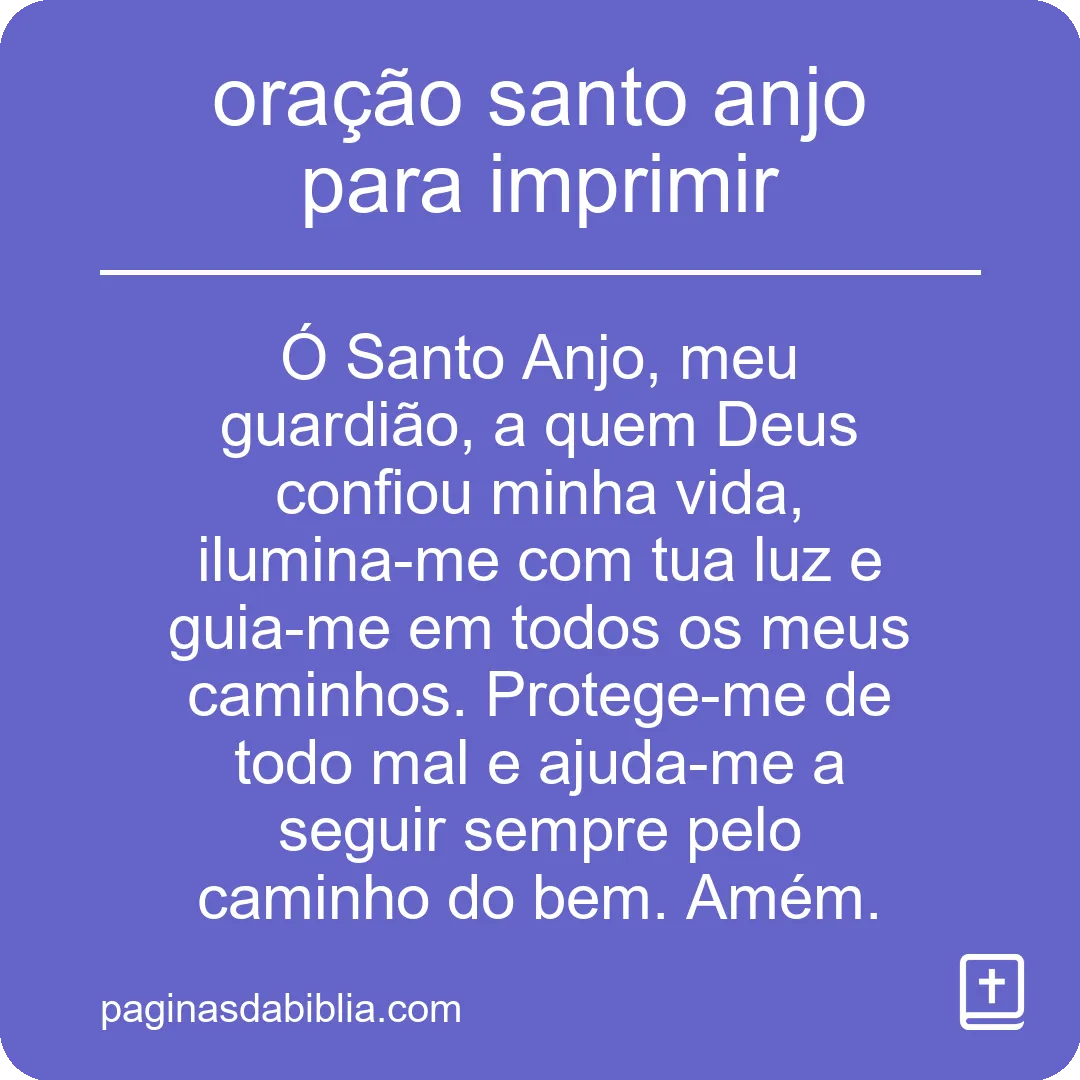 oração santo anjo para imprimir