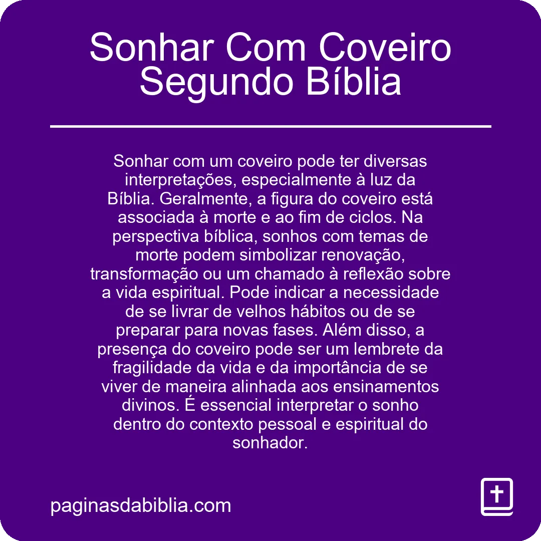 Sonhar Com Coveiro Segundo Bíblia