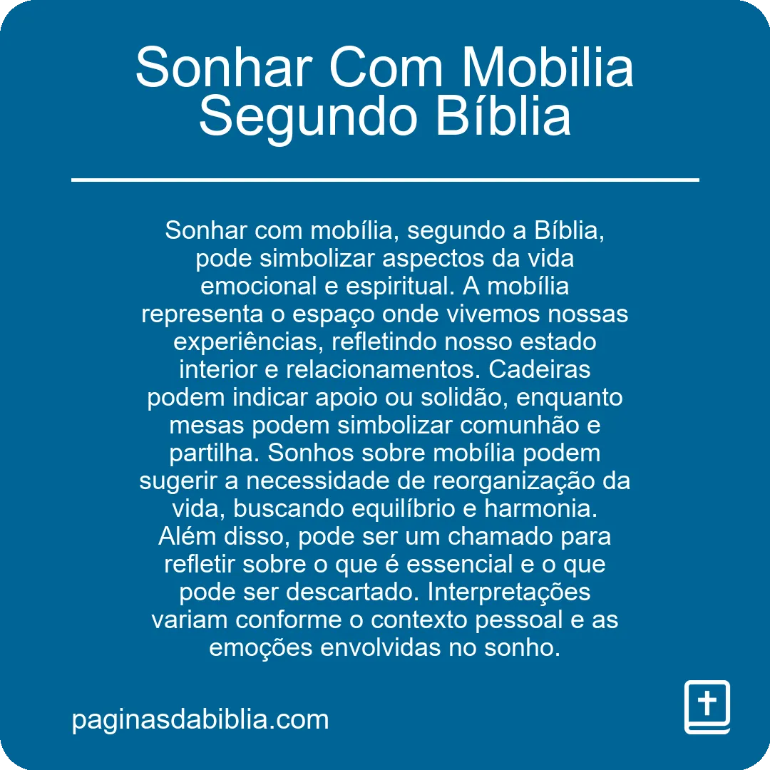 Sonhar Com Mobilia Segundo Bíblia