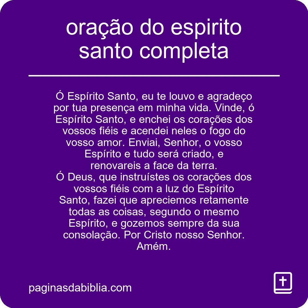 oração do espirito santo completa