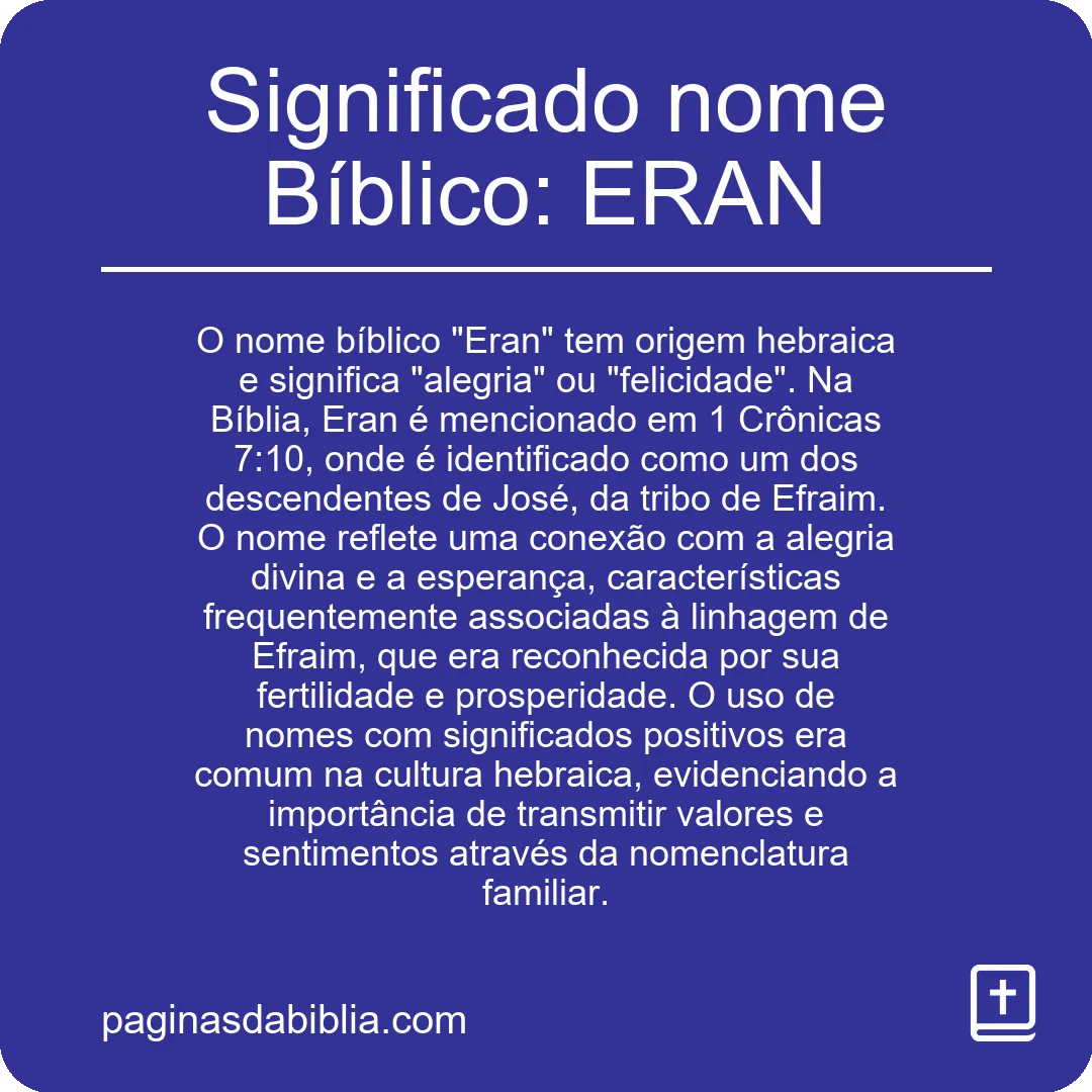 Significado nome Bíblico: ERAN