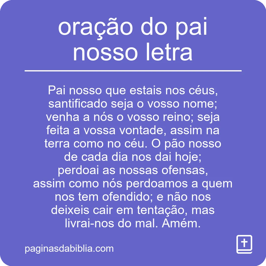 oração do pai nosso letra