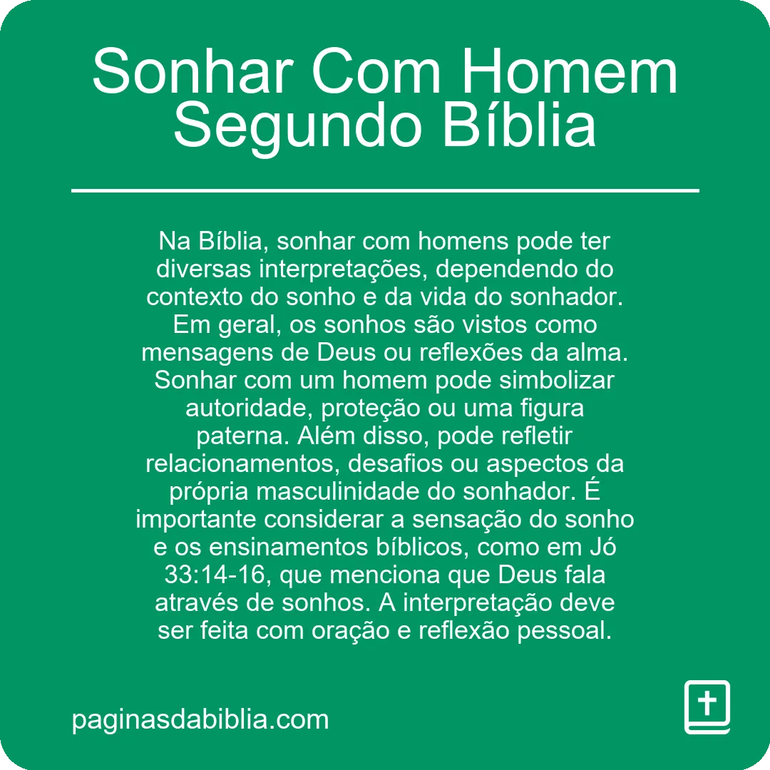 Sonhar Com Homem Segundo Bíblia