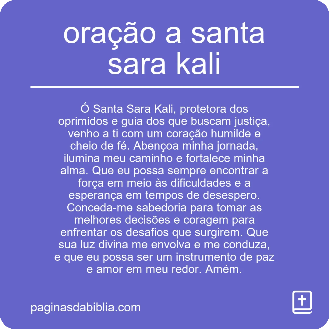 oração a santa sara kali