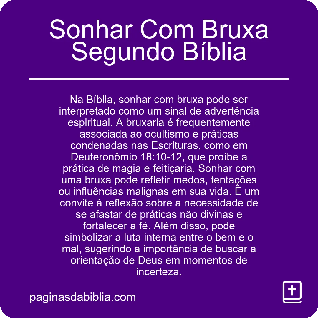 Sonhar Com Bruxa Segundo Bíblia