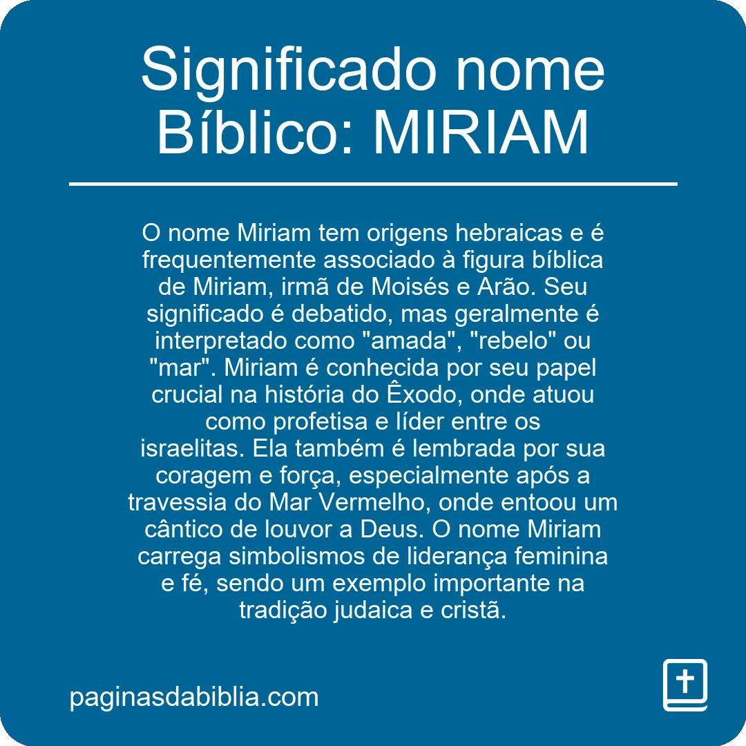 Significado nome Bíblico: MIRIAM