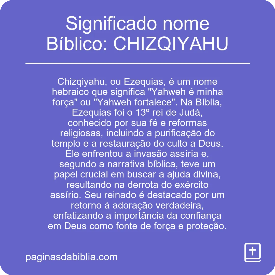 Significado nome Bíblico: CHIZQIYAHU