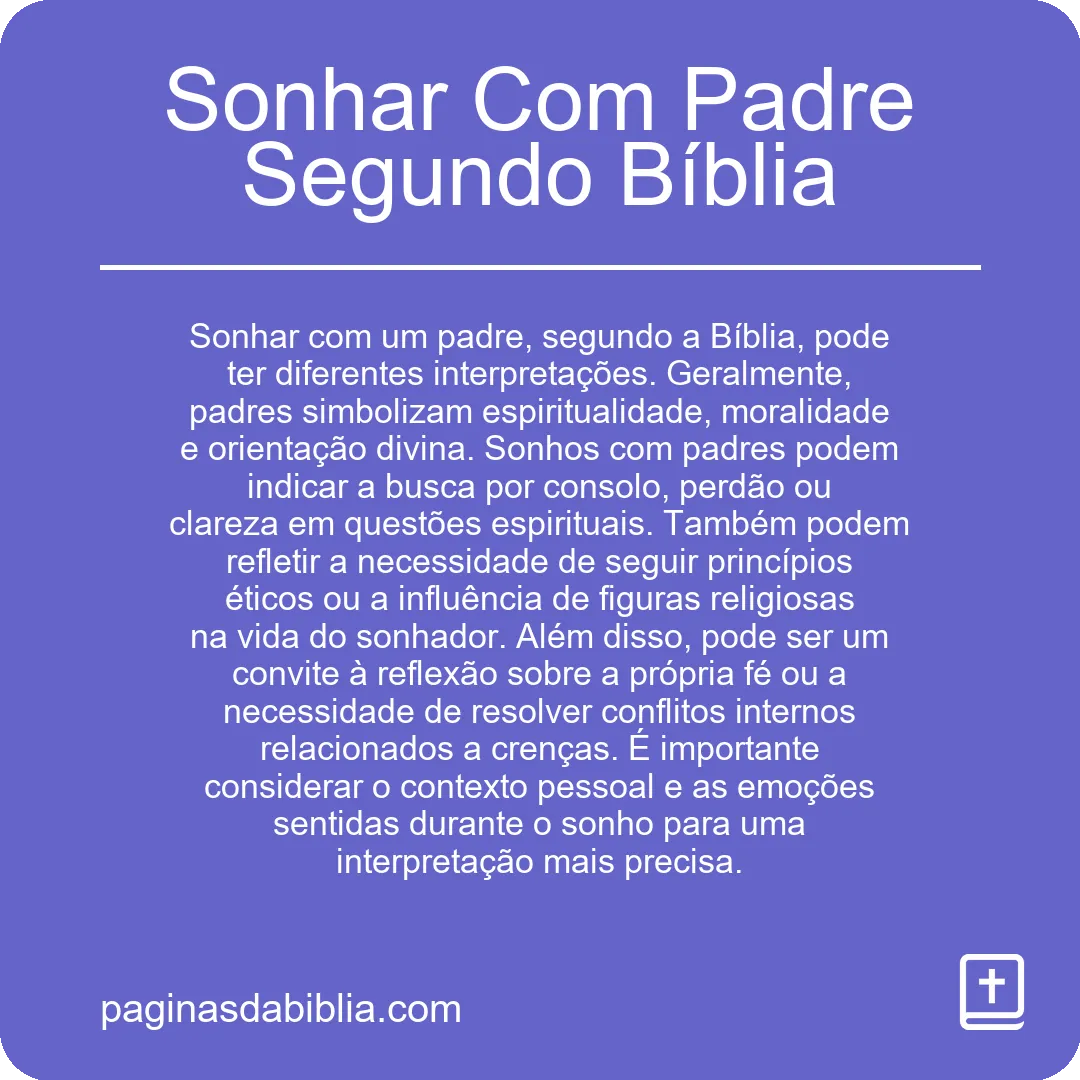 Sonhar Com Padre Segundo Bíblia