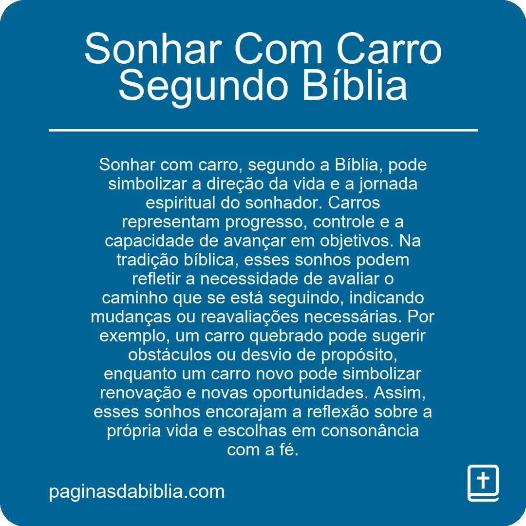 Sonhar Com Carro Segundo Bíblia