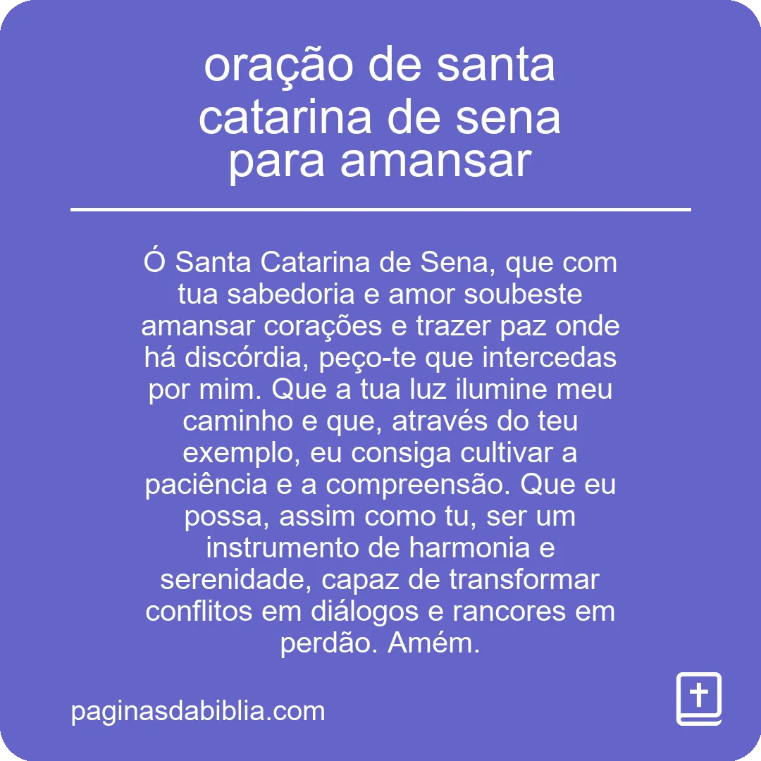 oração de santa catarina de sena para amansar