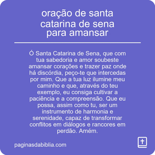 oração de santa catarina de sena para amansar