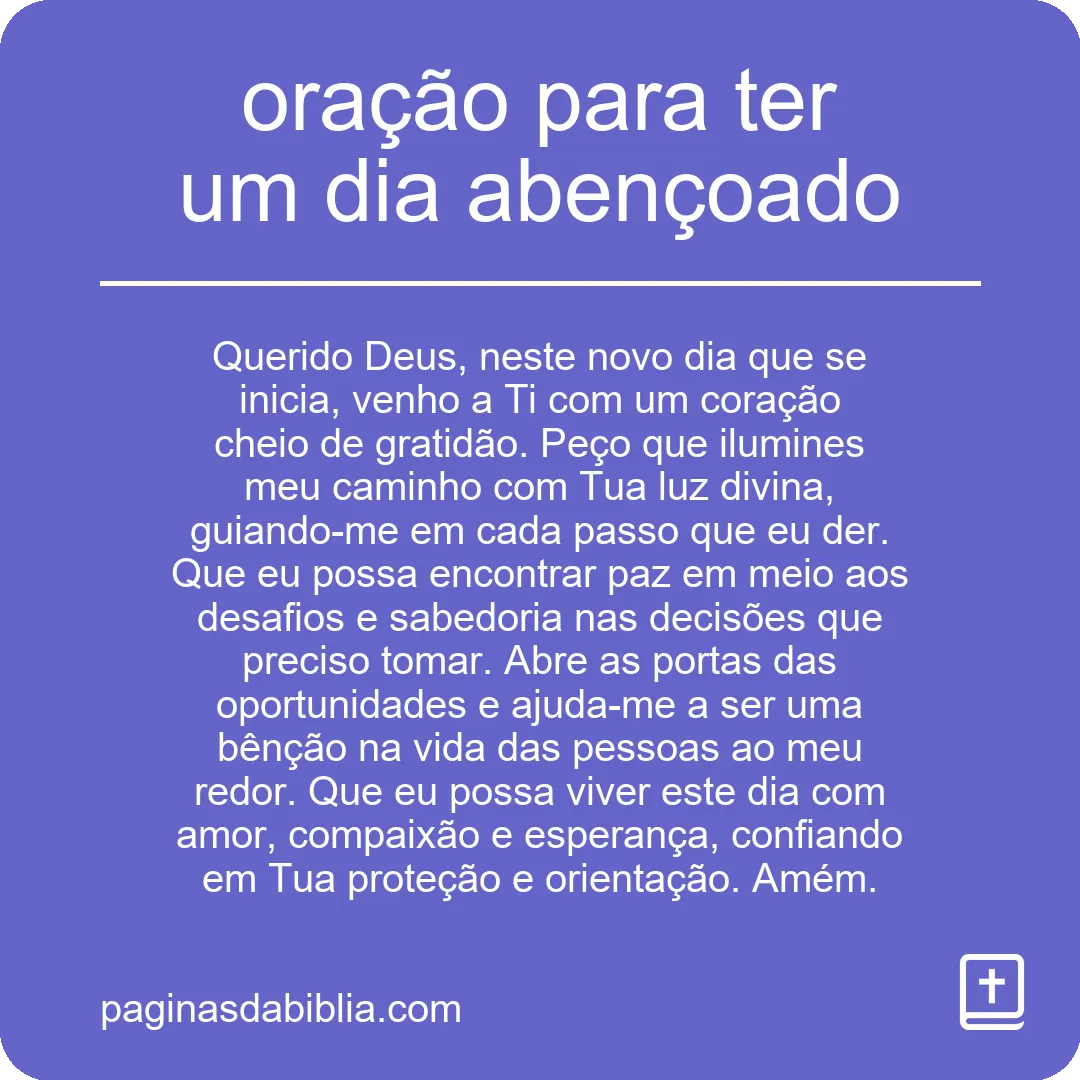 oração para ter um dia abençoado