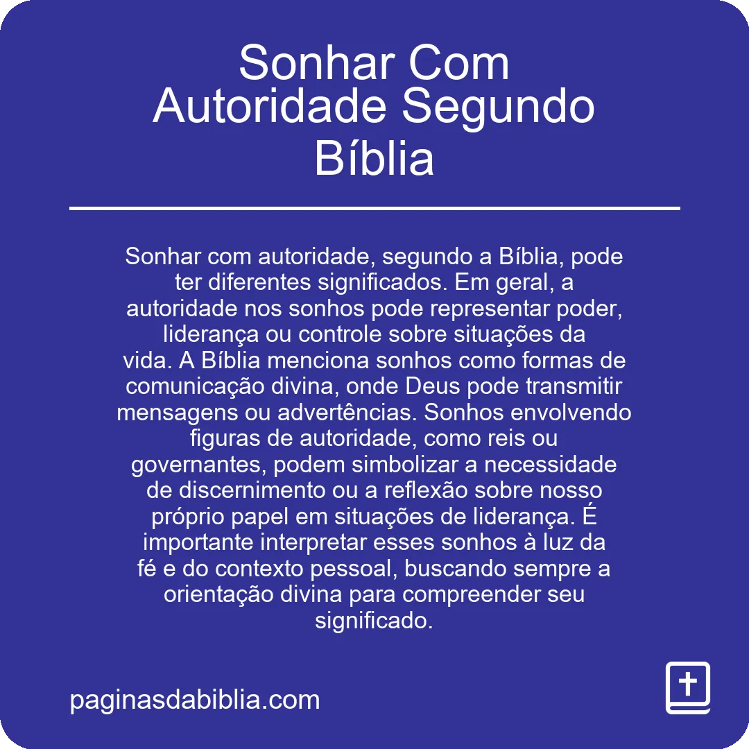 Sonhar Com Autoridade Segundo Bíblia