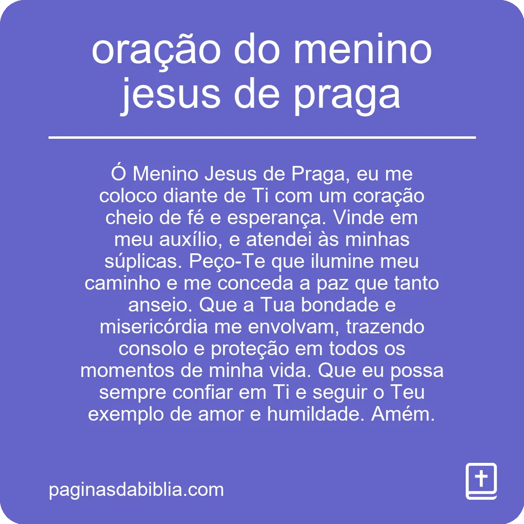 oração do menino jesus de praga