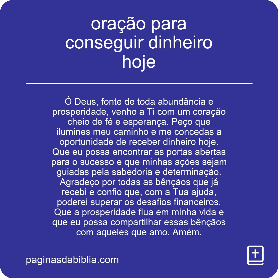 oração para conseguir dinheiro hoje