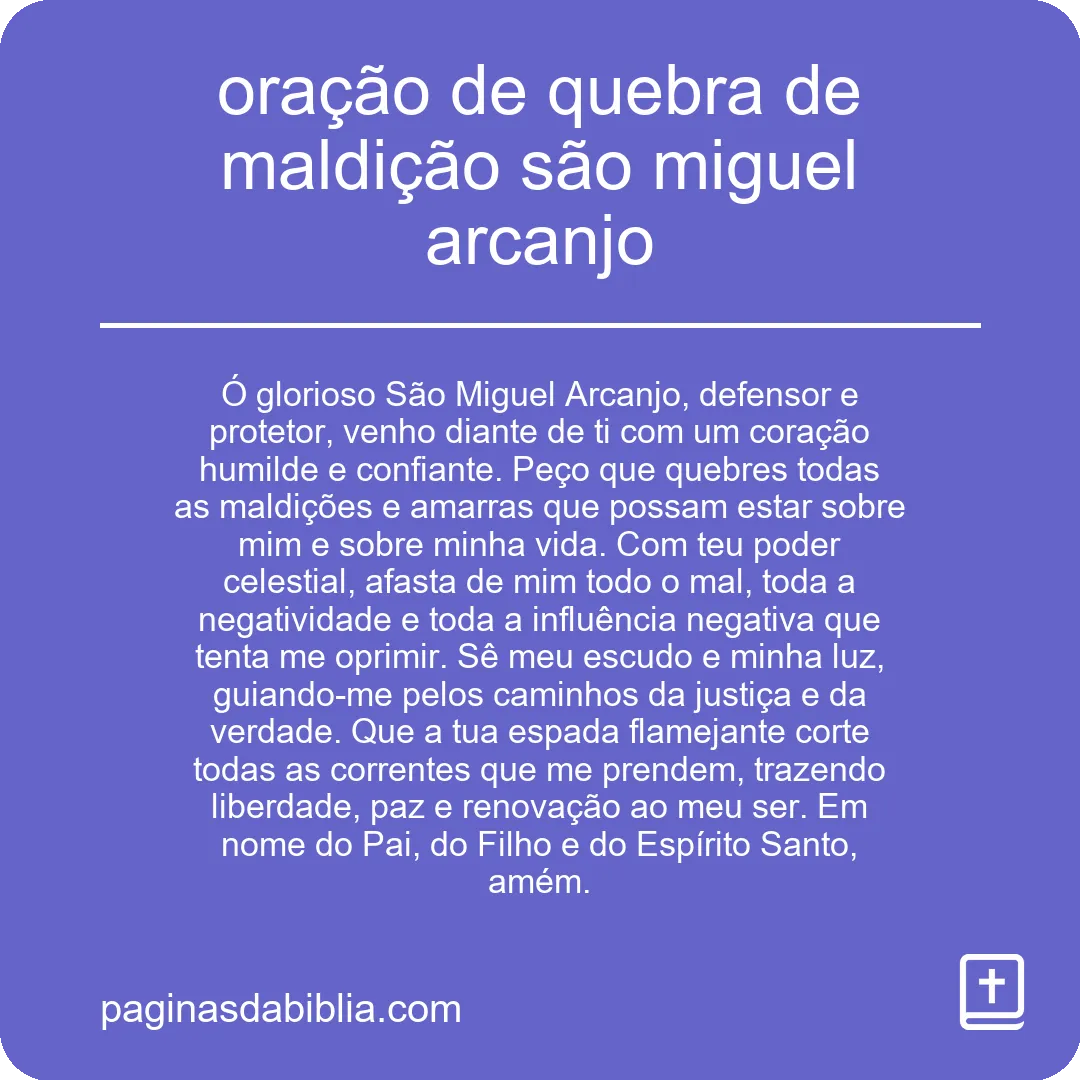 oração de quebra de maldição são miguel arcanjo