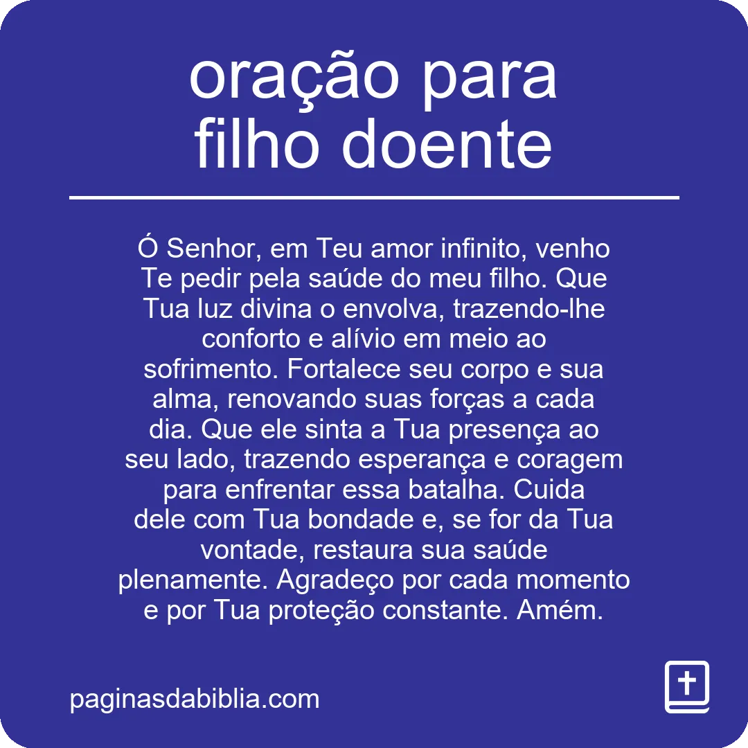 oração para filho doente