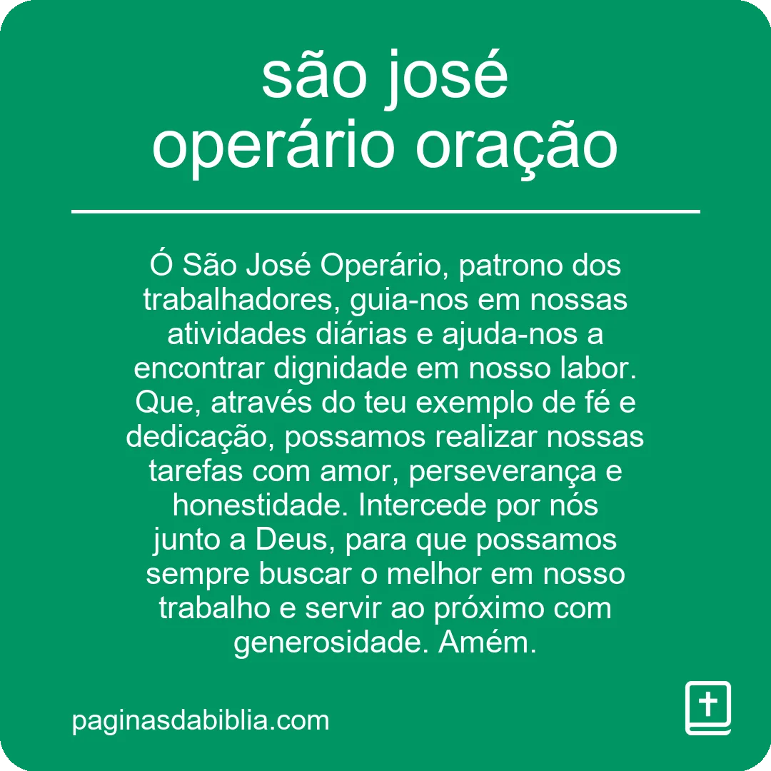 são josé operário oração