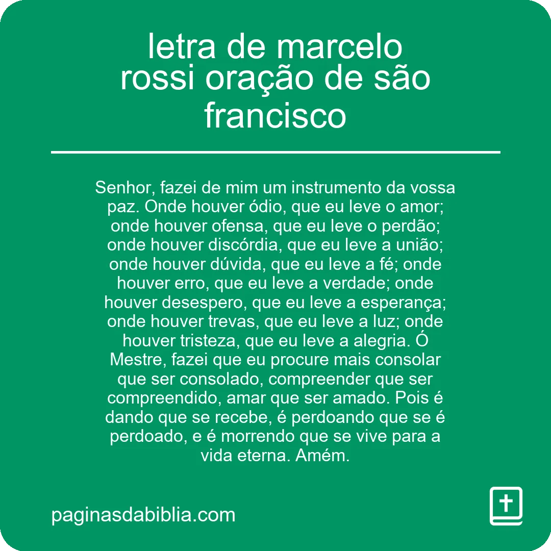 letra de marcelo rossi oração de são francisco