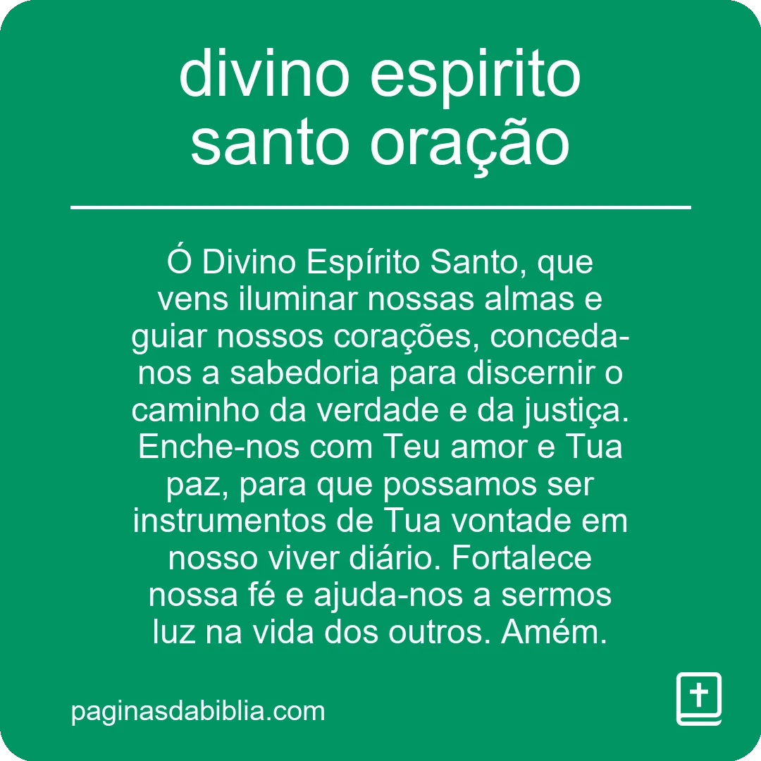 divino espirito santo oração