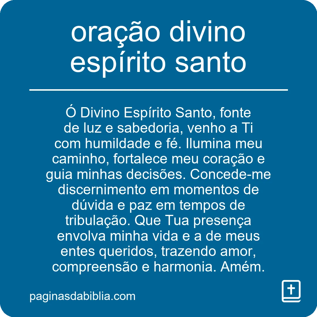 oração divino espírito santo