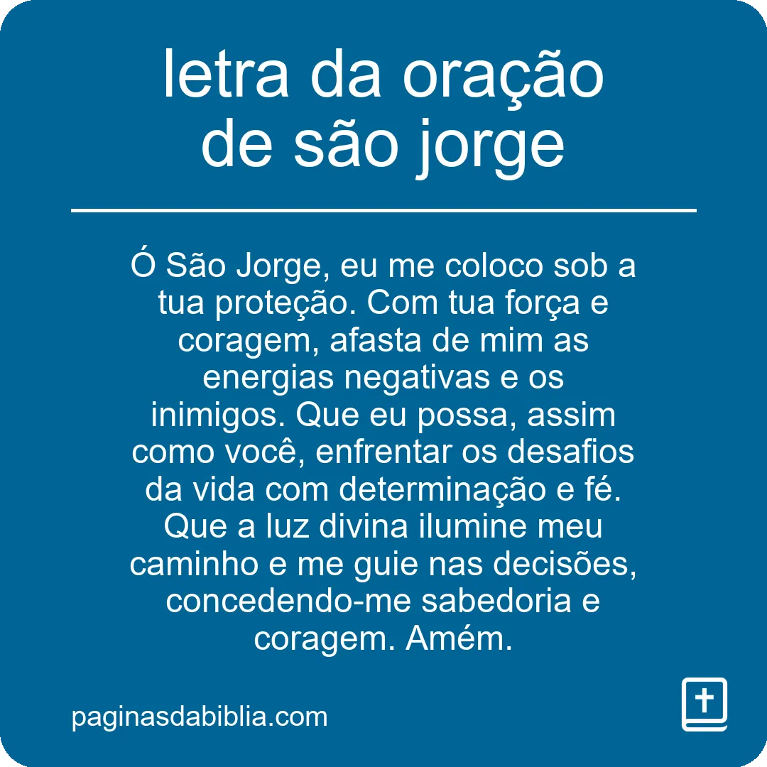 letra da oração de são jorge