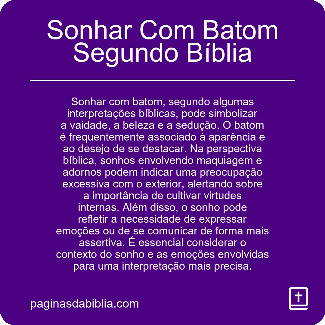 Sonhar Com Batom Segundo Bíblia