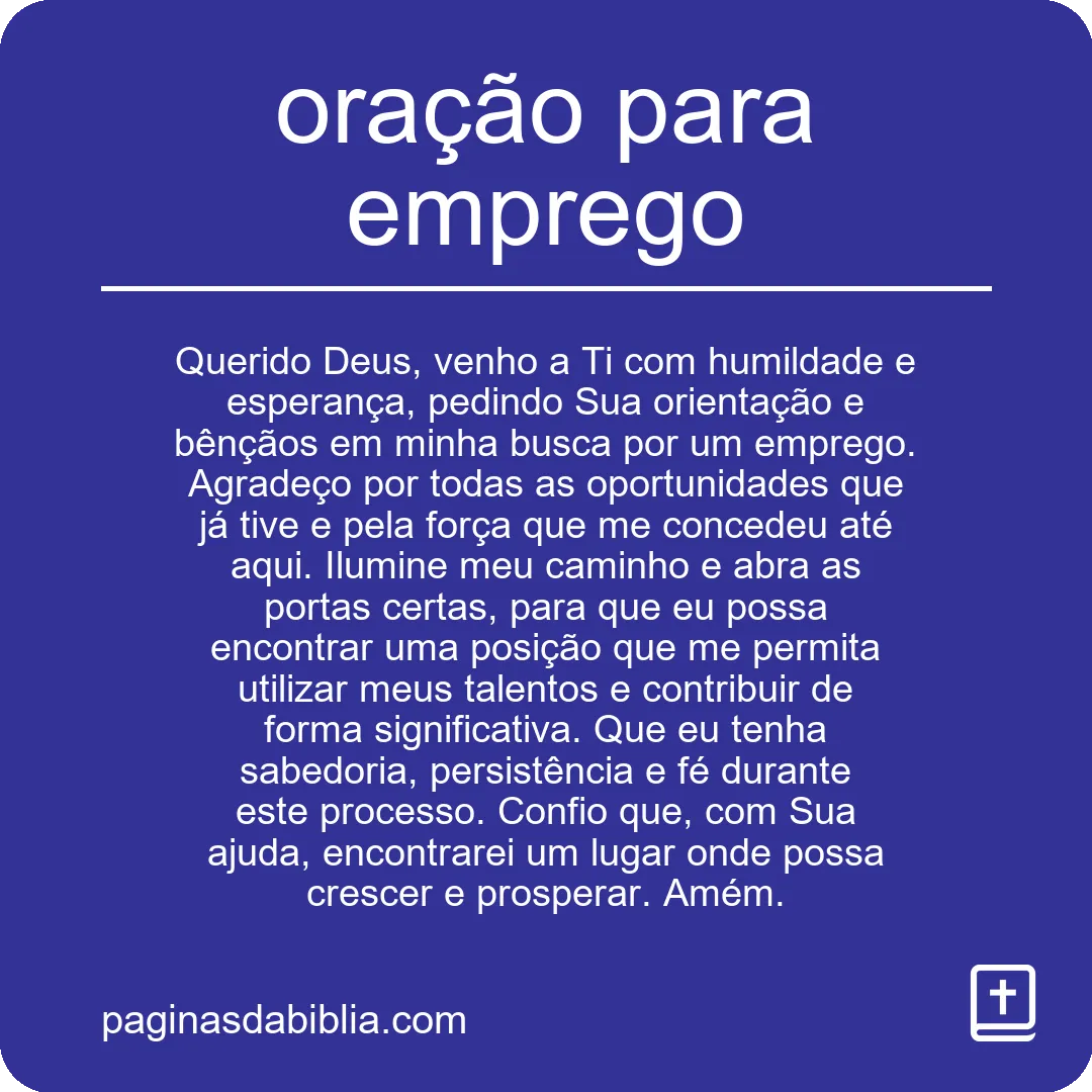 oração para emprego