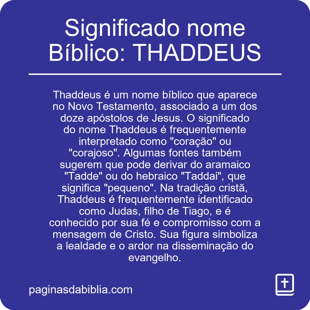 Significado nome Bíblico: THADDEUS