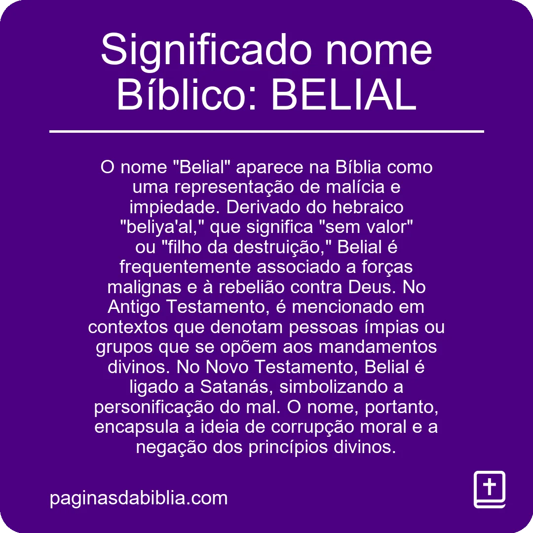 Significado nome Bíblico: BELIAL